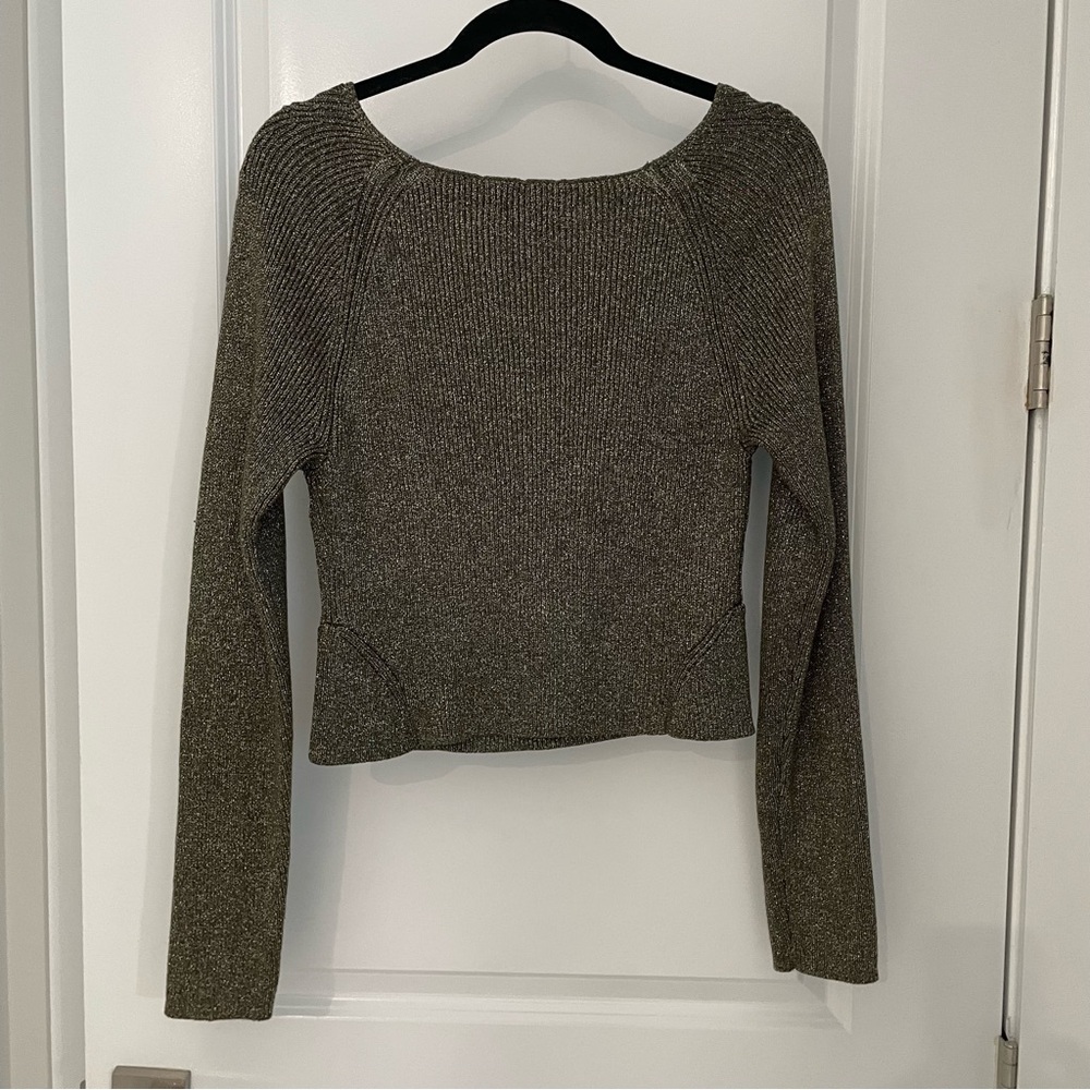 STAUD Cerro Metallic Ribbed-Knit Bustier Top Large.      13 - Picture 6 of 8